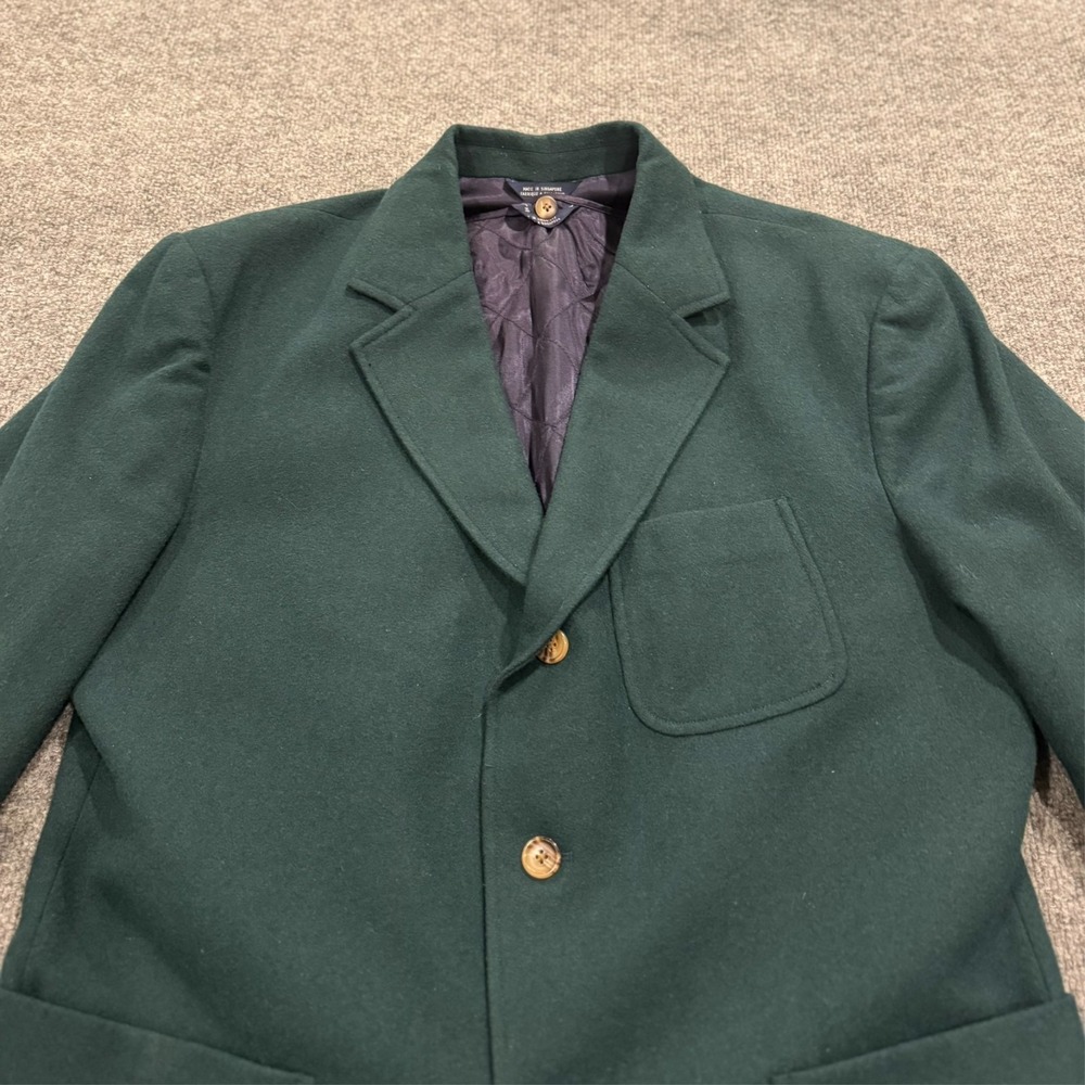 Tommy Hilfiger Green Wool Blend Blazer Jacket Removable Vest Plaid Lined Mens M - Picture 2 of 15